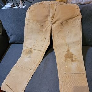 Carhartt mens tan reinforced work pants loose original fit 36x34